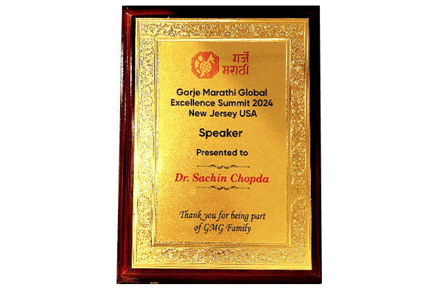 Garje Marathi Global Summit 2024 speaker plaque
