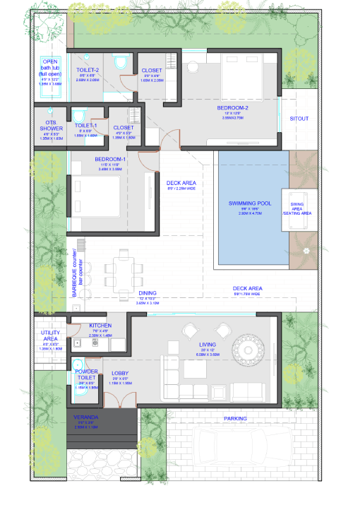 Wada-style 2 BHK villa floor plan